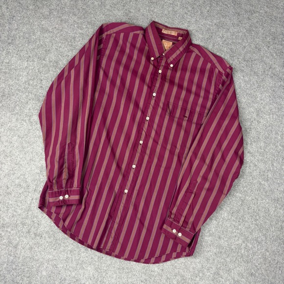 Henry Grethel Other - Henry Grethel Mens Medium Burgundy Striped Long Sleeve Button Down Shirt Maroon
